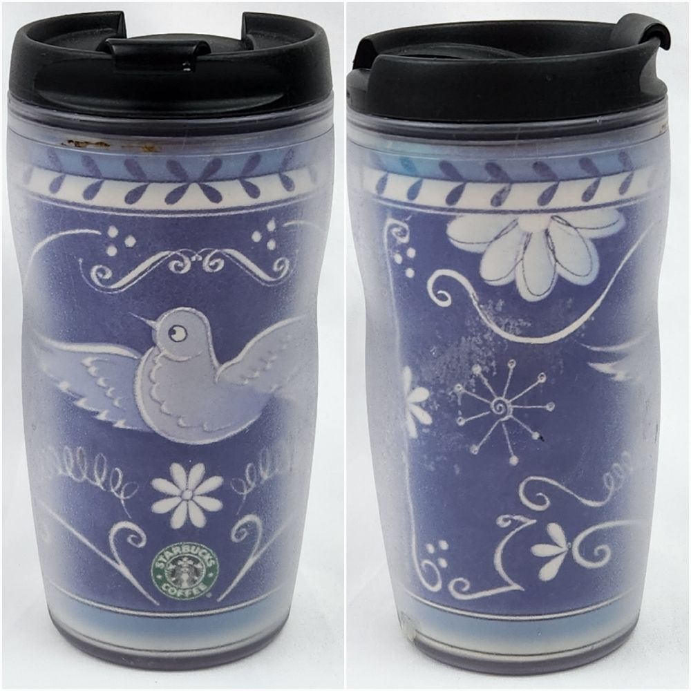 ☕️Vintage Starbucks 2003 Barista Blue Love Doves Acrylic 8oz Travel Tumbler